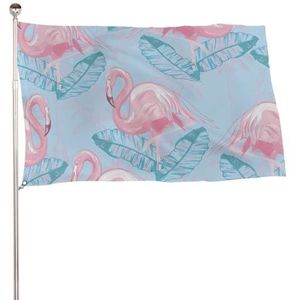 Flamingo En Hibiscus Patroon Mode Vlaggen Met Messing Grommets Voor Tuin Indoor Buiten Decor 47x70 Inch