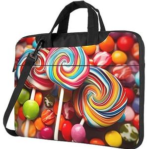 Kleurrijke Swirl Lolly's Candy Laptop Tas Shockproof Laptop Sleeve Case Computer Schoudertas 13 14 15.6 inch