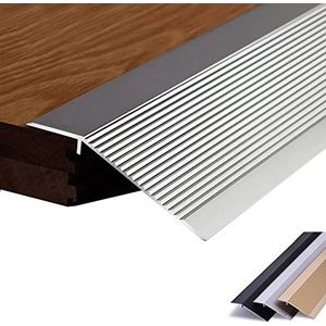 Floor Transition Strip for Gap, 4 Inch Wide Threshold Floor Transition Strips, Metal Carpet Trim Transition Strip for Front Door Uneven Floors Doorways Easy to Install (Color : Silver, Size : Length