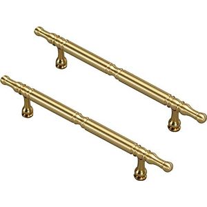 Kastgrepen kastkloppers 2 stuks vintage vintage ladehandgrepen massief messing keukenkasthandgrepen 64 mm-224 mm gouden dressoir handgrepen voor kledingkast slaapkamer lade huisdecoratie (maat: 224