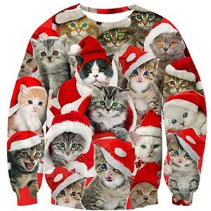 Rave on Friday Lelijke kersttrui, uniseks, met grappige 3D-print, valse tweedelige trui, sweatshirts, lelijke lange mouwen, feesttrui