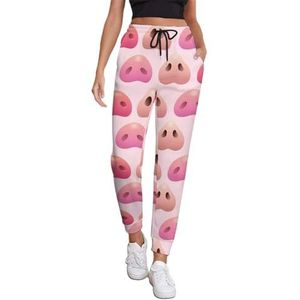 Varkens Neuzen Roze Joggingbroek Voor Vrouwen Hoge Taille Joggers Casual Lounge Broek Met Zakken Voor Workout Running