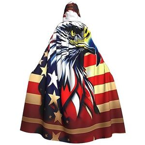 SSIMOO Amerikaanse vlag Fire Eagle 1 betoverende cape met capuchon voor volwassenen voor Halloween en feestkostuums - modieuze damesgewaden, capes