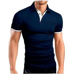 LQHYDMS T-shirts Mannen Mannen Shirt Tennis Shirt Dot Grafische Plus Size Print Korte Mouw Dagelijkse Tops Basic Streetwear Golf Shirt Kraag Business, Na Blauw Wit, L