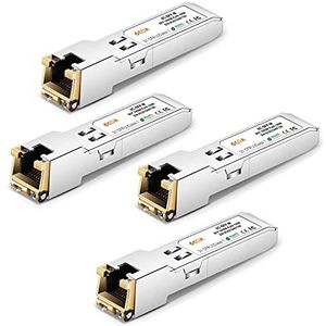 6COMGIGA 1.25G SFP-T Transceiver, 1000Base-T RJ45 koperen module SFP, voor Cisco GLC-T/SFP-GE-T, Ubiquiti, Netgear, D-Link, Supermicro, TP-Link, Meraki, tot 100 m [4 stuks]