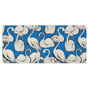 Zwaan Vogels Blauw Mode Bureau Muismat Antislip Gaming Muismat Accessoires Decor 40x90cm