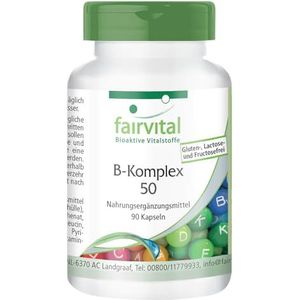 Fairvital | Vitamine B Complex 50 - HOOG GEDOSEERD - VEGAN - 90 capsules - vitamine B complex met choline en inositol