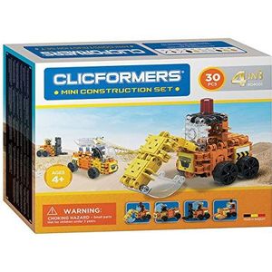 Clicformers bouw- & constructiespeelgoed, Bouw Mini Set 4 in 1, bouwwerf met stappenplan, educatief speelgoed voor kinderen voor uren speelplezier, STEM speelgoed 4 jaar tot 12 jaar