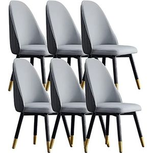 GEIRONV Eetkamerstoel set van 6, keukenstoel modern design microfiber lederen stoelen zacht gevoerde zitting for kantoor lounge eetkamer keuken slaapkamer Eetstoelen ( Color : Gray+black , Size : 92*4