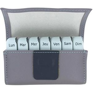 Pilbox Mini - Pillendoosje - Lichtgrijs/turquoise blauw - 7 Modules met 3 Compartimenten