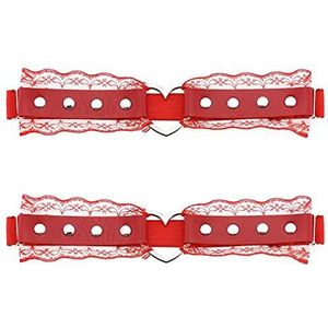 Vrouwen Meisje Lederen Hart Kousenbanden Been Ring Riem Punk Studded Kant Elastische Dij Ring Kousenbanden Verstelbaar, Rood, One Size, Rood, One Size