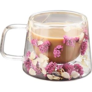 Dubbelwandige koffiemokken - geïsoleerde glazen beker met bloemenmotief | doorzichtige bekers met bloemontwerp, 250 ml dubbelwandige geïsoleerde glazen mokken voor latte, cappuccino