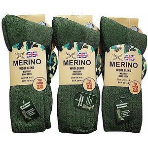2 paar Mens Merino Militaire Wol Warm Lange Dikke Thermische Wandelen Leger Combat 2.8 Tog Maat 6-11 Rozgul®, Groen, 40-45 EU