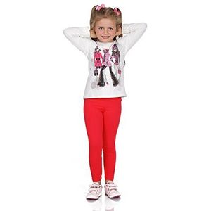 FUTURO FASHION Katoenen leggings voor meisjes, effen, volledige lengte, kinderbroek, leggings voor kinderen, leggings, kleurrijke leggings voor meisjes en kinderen, leeftijd 2-13, rood, 6 Jaar
