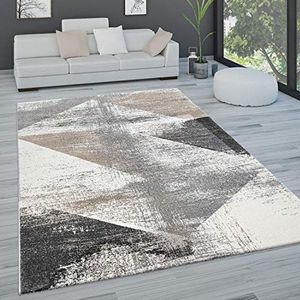 Paco Home Vloerkleed Woonkamer Laagpolig Pastel Vintage Look Abstract Patroon Versch. Stijlen, Maat:160x230 cm, Kleur:Grijs
