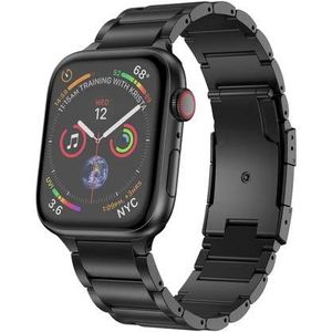 By Qubix - Titanium schakelband - Zwart - Compatible met Apple watch 38mm / 40mm / 41mm - Compatible Apple watch bandjes