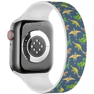 Solo Loop band compatibel met alle series Apple Watch 38/40/41mm (Dino Cute Cartoon 2) rekbare siliconen band band accessoire, Siliconen, Geen edelsteen