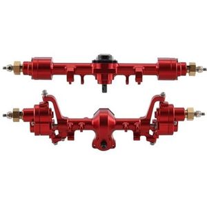 Universele Metalen Aandrijfas Voor SCX24 1/24 RC Crawler Axiale Upgrades Onderdelen Metalen voor- en achterportaalasset (Color : Red)