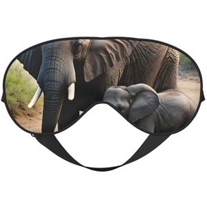 Olifant en baby olifant dubbelzijdig slaapoogmasker, comfortabele zachte blinddoek met verstelbare riem, blokkeert licht