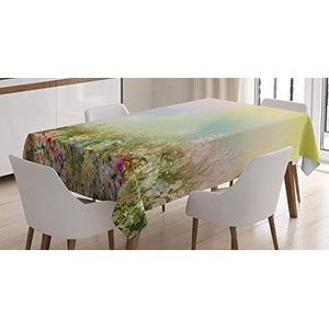 ABAKUHAUS Bloem Tafelkleed, Spring Flower Nature, Eetkamer Keuken Rechthoekige tafelkleed, 140 x 170 cm, Veelkleurig