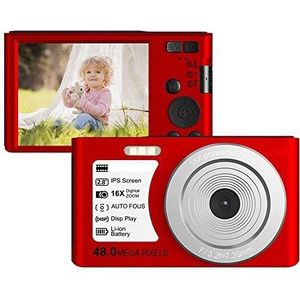 Digitale camera, Retro Vintage compacte digitale fotocamera's for fotografie 48MP 4K Vlog-camcorder Autofocus draagbare videorecorder(16G SD Card,Rosso)