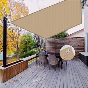 NAKAGSHI Zonnezeil, waterdicht, kaki, 5,5 x 8 m, zonnezeil met rechthoekig oogje, uv-bescherming, 95% voor tuin, balkon, terras, camping, outdoor