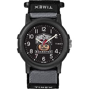 Timex Unisex Collegiate Recruit 38 mm horloge - Ohio State Buckeyes met zwarte stoffen band, zwart, Zwart, riem