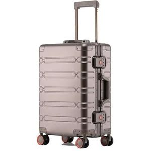 Mode Aluminium Trolley Koffer Zakelijke Reizen Bagage Metalen Case Wachtwoord Harde Doos Check-in Bagage, Bruin, 28