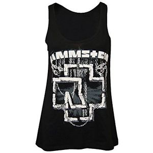 Rammstein Dames Vrouwen Top In Kettingen Officiële Band Merchandise Fan Shirt Zwart met veelkleurige print aan de voorkant, zwart, M
