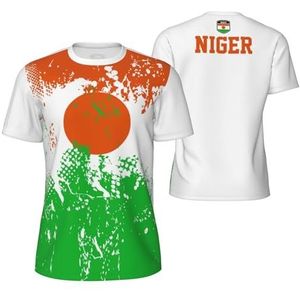 Sport T-Shirt Vintage Niger Vlag Graan Tees 3D Gedrukt voor Fitness Running Voetbal, Meerkleurig, S