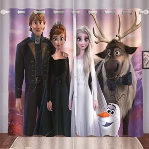 HNSRYLQX Frozen Elsa Verduisteringsgordijn, waterdichte stof gordijnen voor kinderkamer, 3D-digitale print 100% polyester, Anime Frozen Aisha en Anna gordijnen (2,280 x 180 cm (2 x 140 x 180 cm)