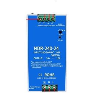 Schakelende voeding NDR-75 W, 120 W, 240 W, 480 W, industrieel, DIN-rail, 12 V, 24 V, 48 V AC/DC, enkele uitgang vermogenstransformator (NDR-75-12 12V6.3A)