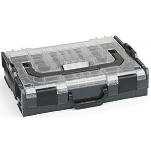 Sortimo Bosch L-BOXX 102 Kunststof gereedschapskoffer, antraciet, deksel, transparant, leeg, sorteerbox voor kleine onderdelen, ideaal opbergsysteem voor schroeven