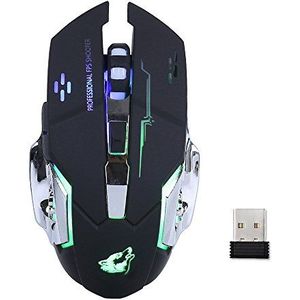 Lancoon Oplaadbare Wireless PC Gaming Mouse - Met Rust klik, 3 Verstelbare DPI - GM08 Zwart
