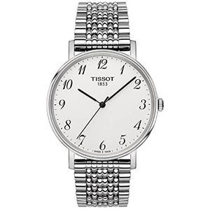 Tissot Heren analoog kwarts Everytime Medium polshorloge met roestvrij stalen armband T1094101103200, wit, armband