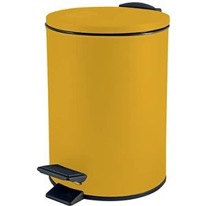 Spirella Pedaalemmer Cannes - safraan geel - 5 liter - metaal - L20 x H27 cm - soft-close - toilet/badkamer