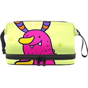 Grote capaciteit reizen cosmetische tas,Monster Geel,Make-up tas,Waterdichte make-up tas Organizer, Meerkleurig, 27x15x14 cm/10.6x5.9x5.5 in