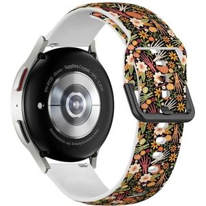 Sportieve zachte band compatibel met Samsung Galaxy Watch 6 / Classic, Galaxy Watch 5 / PRO, Galaxy Watch 4 Classic (Halloween Bones Floral) siliconen armband accessoire