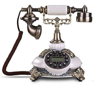 Telefoon Telefoon Roterend Klassiek Telefoon Kantoor Imitatie Oud Pastoraal Retro Telefoon Vaste telefoon Vaste lijn Mode Creatief (parelwit)