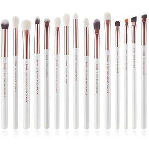 Eljjhah Make-up borstels set 6-25 stuks Parel Wit/Rose Gold Professionele Make-up borstel Natuurlijke Haar Foundation Poeder Blushes (Handvat Kleur: T217 (15 STKS))