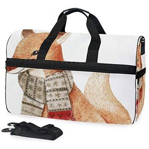 FANTAZIO een vos met sjaal Sport Duffle Bag Gym Bag Travel Duffel met verstelbare riem