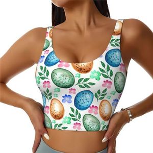Paaseieren Print Comfortabel Vrouwen Sport Vest Yoga Workout Vest voor Vrouwen Lichtgewicht Zomer, Zwart, S