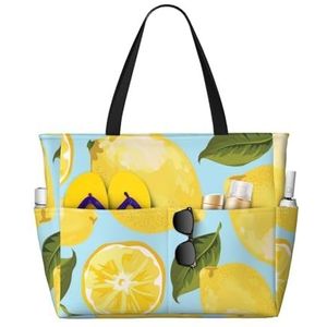 HCMuxisen Yellow Lemon The Arts, grote strandtas schoudertas voor dames - draagtas handtas met handgrepen, zoals afgebeeld, Eén maat