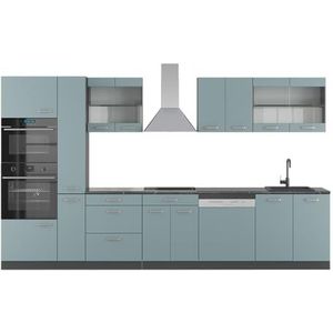 Vicco Kitchenette R-Line Solid antraciet blauw grijs 350 cm moderne keukenkasten keukenmeubel