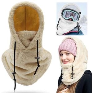 Gezichtsmasker Sherpa Hood, universele windbestendige winter Sherpa skikap, bivakmuts skimasker, windbestendige winter for dames en heren (Color : Beige, Size : One Size)