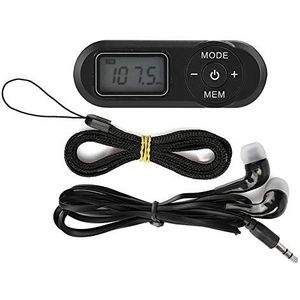 Mini FM-radio, Lcd Digitale Lcd Digitale Draagbare 1,1 Inch Zakradio Muziekspeler Zwart met Oortelefoon