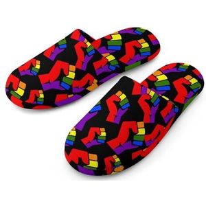 LGBT Pride Fist Volledige Print Heren Slippers Warme Anti-Slip Rubber Zool Huis Schoenen Voor Indoor Hotel