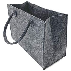 heimtexland ® Universele vilten tas boodschappentas vilt XL 45x30 shopper haardhout opbergmand grijs type 717