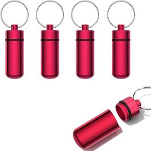 SKYPRO 5 stuks draagbare pillenkoker EHBO-pillencontainer mini pillencontainer waterdichte aluminium sleutelhanger pillendoosje sleutelhanger voor medicijnen, vitamines en supplementen (roos)
