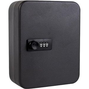 UBOHUZ Sleutelkast Sleutel Opslag Lock Box 20 Haken Combinatie Sleutelkast Beveiliging Lock Box Met Sleutel/Codeslot Thuis Vergrendelen Sleutel Organizer Voor Thuis, Garage (Zwart-code type)